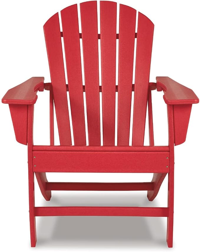 Signature Design by Ashley Sundown Treasure Outdoor Patio HDPE Weather Resistant Adirondack Chair, Red