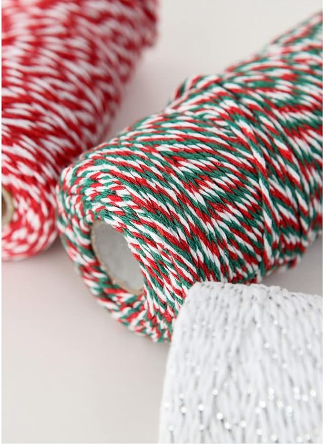 Twine String,328Ft twine rope,2mm Twine for Crafts, Art, Gardening Plants, Gift Wrapping,Home Wedding Christmas Decor(Red white)