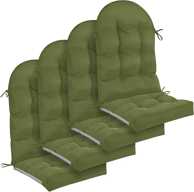 Geelin 4 Pcs Adirondack Chair Cushion High Back Patio Rocking Chair Cushion 44 x 19 x 4 Inch Tufted Weather Resistant Fade Resistant Seat for Patio Rocking Seat (Moss Green)
