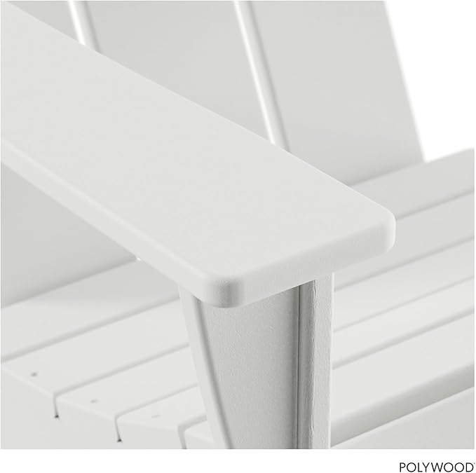 POLYWOOD AD420WH Modern Adirondack Chair, White, Durable High Density Polyethylene Construction, Easy Assembly, Waterproof, Comfortable Contoured Seat