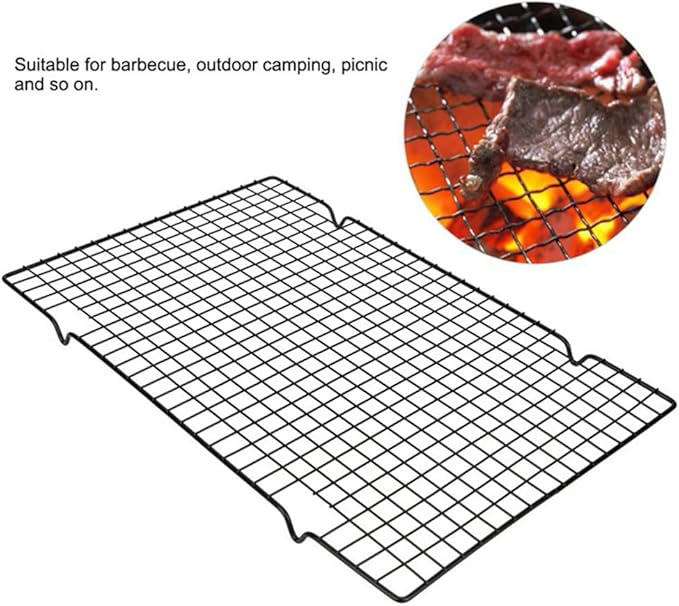 Coolbird 16 * 10 inch BBQ Grill Mesh Metal BBQ Barbecue Grill Grilling Mesh Wire Cooking Net Outdoor,Barbecue Grilled Grid (Black)
