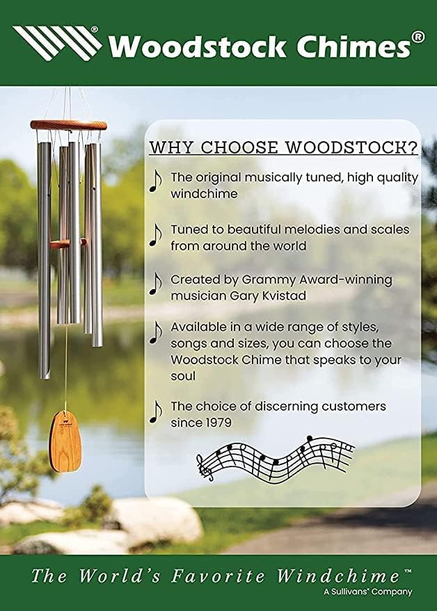 Woodstock Wind Chimes for Outside, Outdoor Decor, Garden and Patio Decor Chime, Large (34'') Gold Vein Wind Chime (DEGVL)