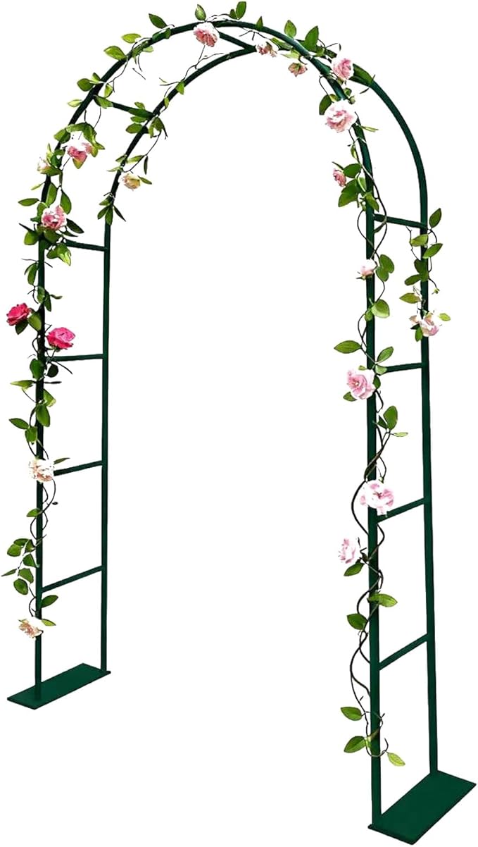 Thickened Tube GreenGiggle 100% Metal Heavy Duty Metal Garden Arch Trellis for Climbing Plants,16mm Steel Tubes,4.6ft Wx7.9ft H or 7.6ft Wx6.4ft H, Birthday Party Wedding Arch Decoration