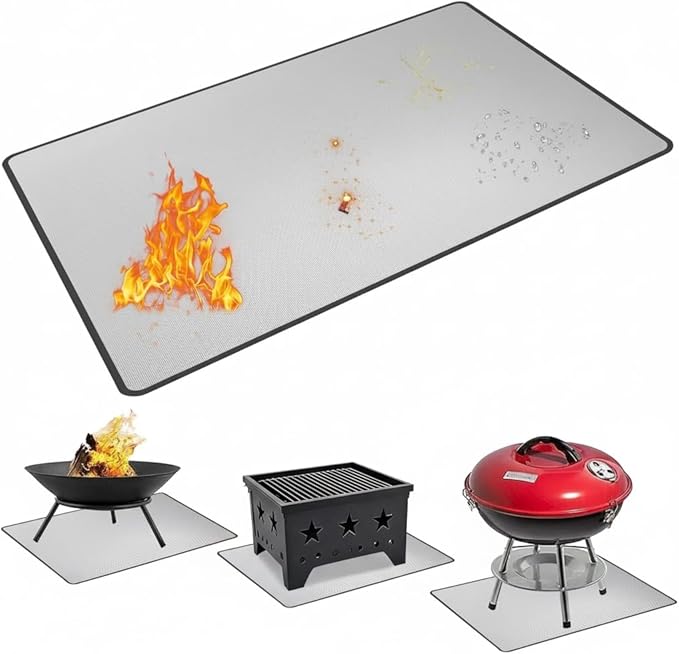 UBeesize 48x40 Inch 4-Layer Grill Mat, Heavy Duty Under Grill Mat for Charcoal & Gas Grills, Fire Pit Mat, Deck Protector, Heat Resistant to 2000°F, Waterproof Oil Proof, Reusable & Easy to Clean