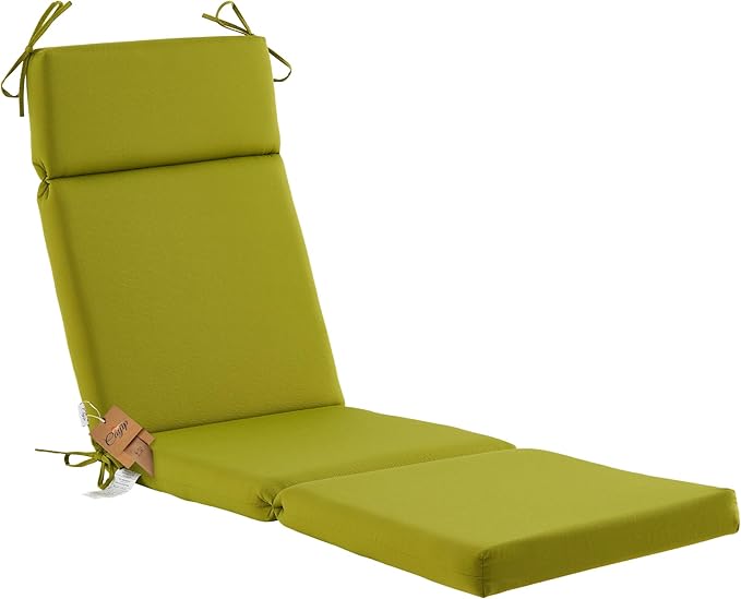 Outdoor Chasie Lounge Tufted Thick Cushion with Ties,Replacement Wicker Chair Cushion for Paito Fruniture,72x21x3inches,All Weather,Grass Green