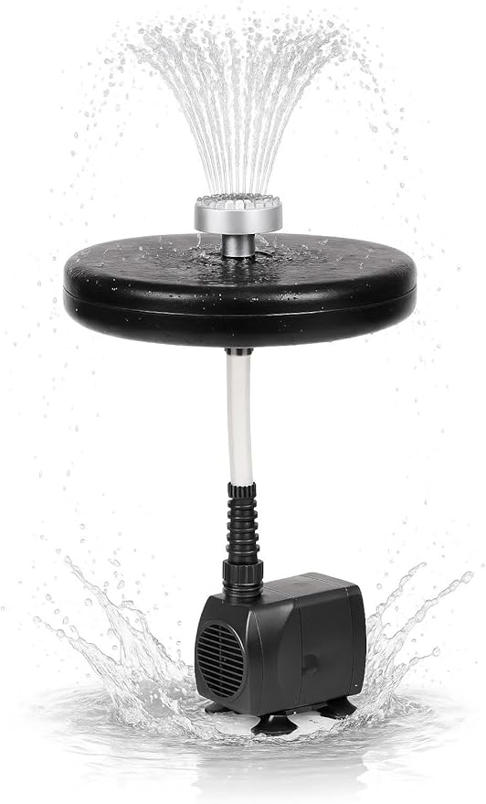 Alpine Corporation FTC102 | Floating Spray Fountain with 48 Color-Changing LED Lights & 398 GPH Pump — Decorative Outdoor Water Feature for Ponds or Pools — Black