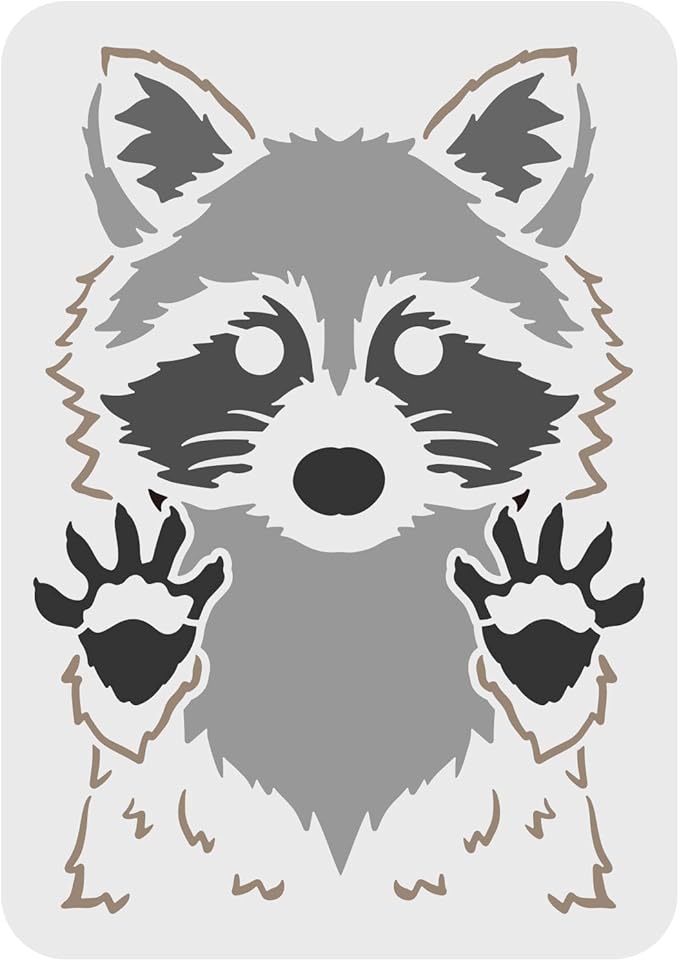 FINGERINSPIRE Raccoon Stencil 11.7x8.3inch Reusable Painting Template DIY Craft Woodland Animal Stencil for Wall, Floor, Furniture, Wood and Paper