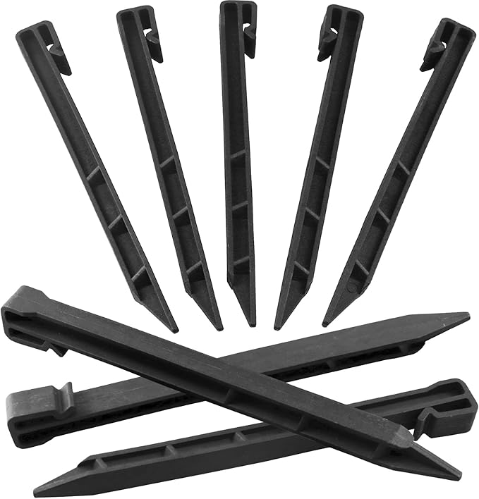 30 PCS Landscape Edging Garden Stakes, 10 Inch Black Landscaping Anchoring Spikes Heavy Duty Plastic Garden Ground Netting Stakes for Edging, Terrace & Garden