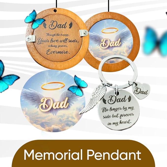 Memorial Wind Chimes for Outside, Personalized Sympathy Gift for Loss of Loved One, 32 Inch Memorial Wind Chimes for Father