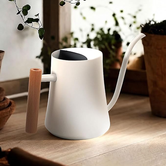 Small Watering Can Indoor Plants Metal Watering Cans 1L/34oz (White)