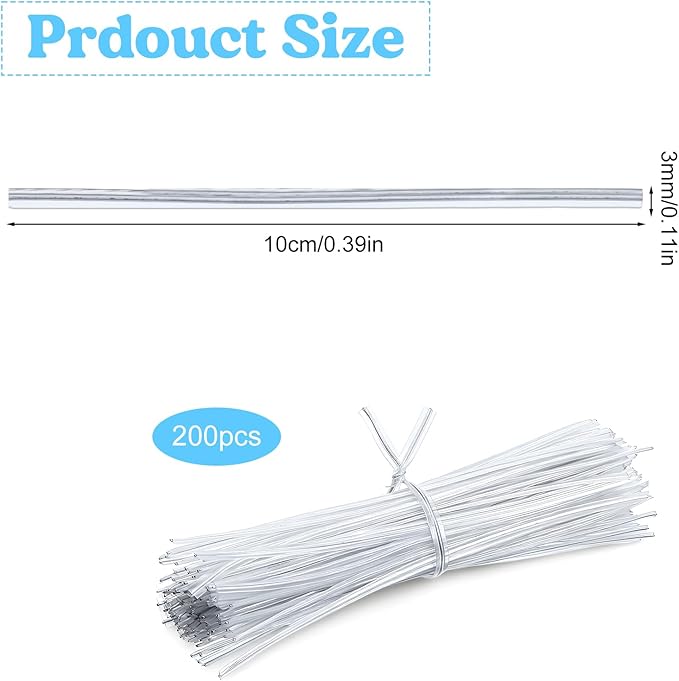 200 Pcs 4 inch Clear Twist Ties Reusable Plastic Metal Wire Twists Tie Garden Twist Ties for Plastic Coffee Bags, Gift Wrapping, Crafts, Plants