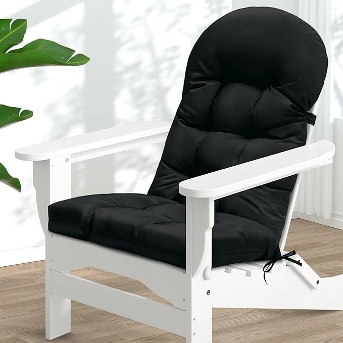 MAGIC ELEPHANT Adirondack Chair Cushion, Memory Foam Outdoor Chair Cushion, Water-Repellent Thick High Back Patio Rocking Chair Pad Seat Cushion Replacement (Black)