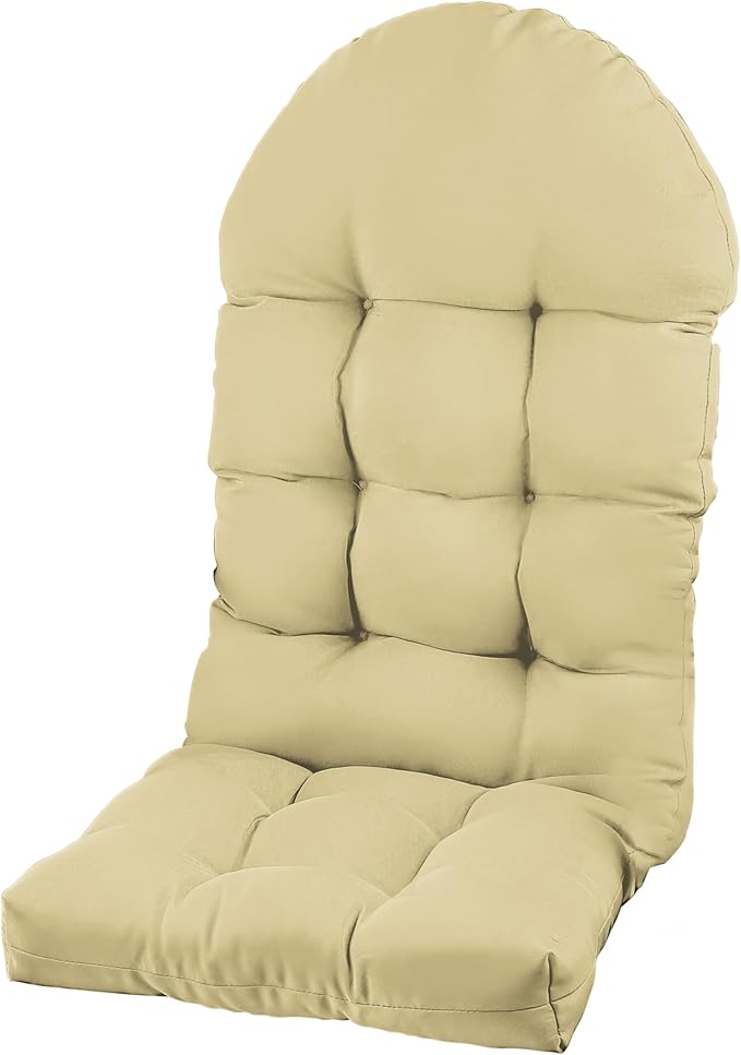 Adirondack Chair Cushion, Rocking Chair Cushion 44x19.4x4 inch, High Back Patio Cushions of Upper and Lower with Ties, Sunscreen and Fade-Resistant (Semolina, 1)