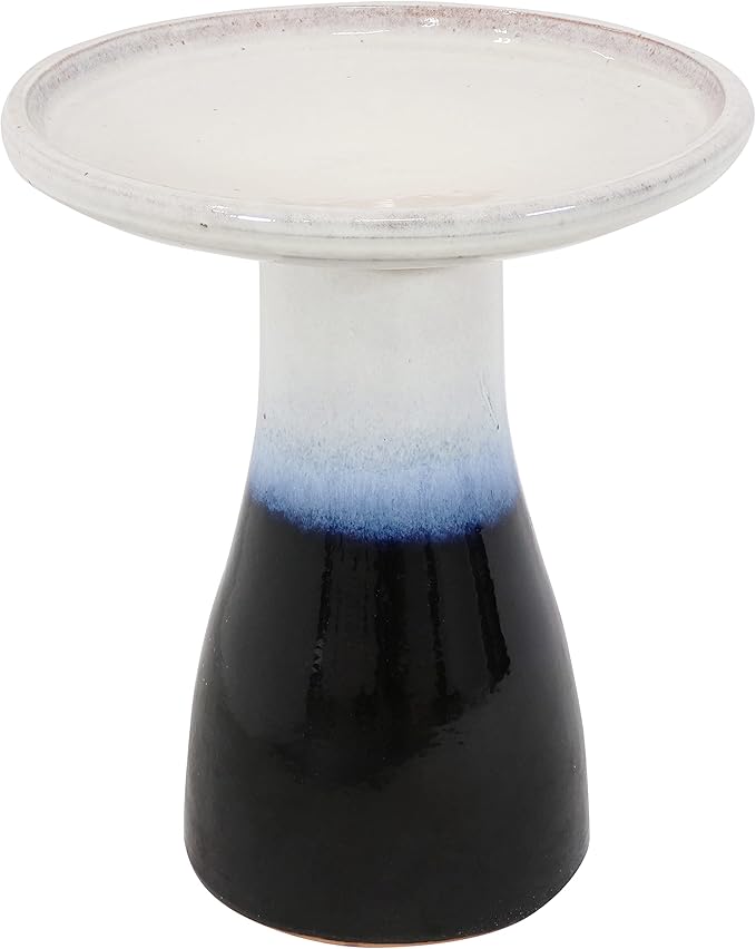 Sunnydaze 21" H Ceramic Bird Bath for Outside - Hand-Painted Outdoor Bird Bath Bowl, UV/Frost-Resistant Finish - Twilight