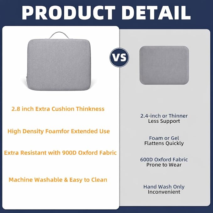 Premium Stadium Seat Cushions for Bleachers – Extra Thick for Long Sitting Hours, Waterproof 2-Pack Bleacher Cushions, Portable, Lightweight Stadium Seat Pads, Suitable for Outdoor Use (Grey)