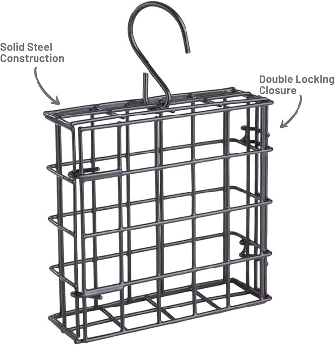 More Birds Suet Cage Bird Feeder, Fruit and Suet Feeder, Single Cake Capacity ,Black