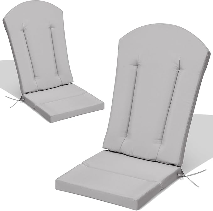 Crestlive Products 50x20 Inch Adirondack Chair Cushions Set of 2 Outdoor Rocking Chair Cushions Water Resistant High Back, Light Gray