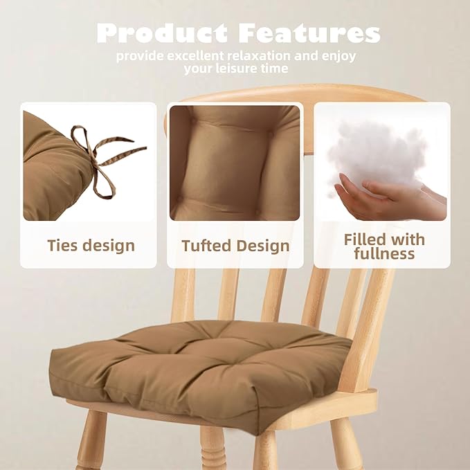 Outdoor Chair Cushions 2 Pack, Water Repellent Seat Cushion, Floral Wicker Chair Cushions for Patio Furniture, Garden Rocking Chairs, Dining Chair, 19"x19"x3.9"