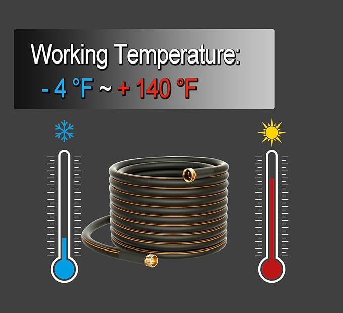 Atlantic Heavy Duty Garden Hose 12 ft x 5/8 Inch Black Color, Short Connection Leader Hose with Solid Brass Connectors (12 Feet)