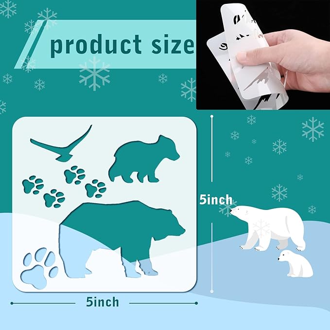 20 Pieces Forest Animal Stencils for Painting on Wood Reusable Wildlife Stencils Deer Bear Wolf Moose Drawing Templates for Winter Christmas Party Crafts Decor