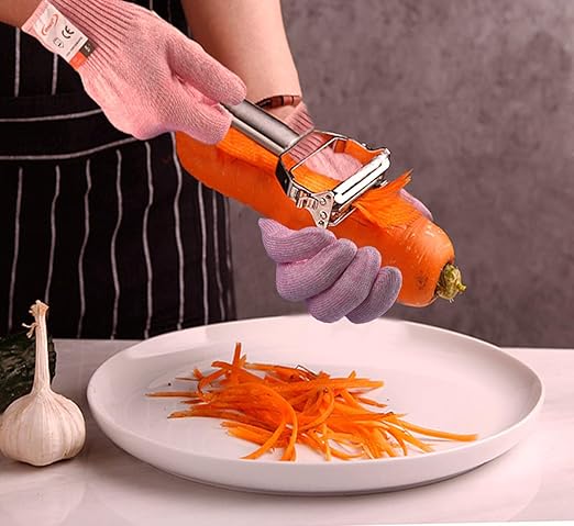 Cut Resistant Gloves, 2 Pairs of Food Grade Cut Resistant Gloves, Cutting Gloves for Kitchen, Oyster Shucking, Fish Fillet Processing, Carving Wood and Gardening(Small-Pink)