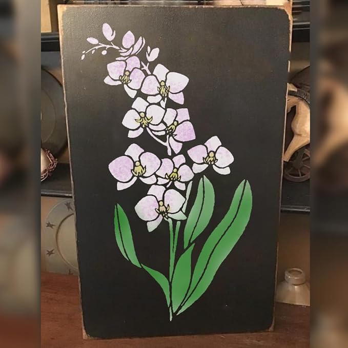 Large Orchid Stencil - Flower Stencils for Painting on Wood, Canvas, Paper, Fabric, Wall, Furniture - Stencils for Crafts Reusable for Art & Pattern Template -Floral Stencil (12x15 inch)