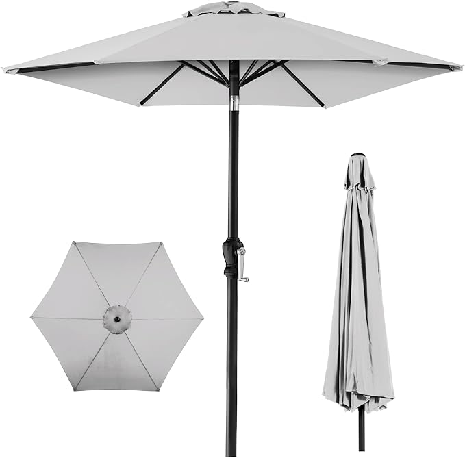 Best Choice Products 10ft Outdoor Steel Polyester Market Patio Umbrella w/Crank, Easy Push Button, Tilt, Table Compatible