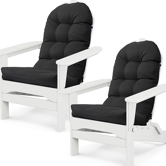Adirondack Chair Cushion Set of 2, Thick Indoor/Outdoor Rocking Chair Cushion with High Elasticity PP Cotton, Fade-Resistant, 44'x19'x4