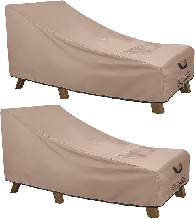 ULTCOVER Waterproof Patio Lounge Chair Cover Heavy Duty Outdoor Chaise Lounge Covers 2 Pack - 80L x 28W x 30H inch