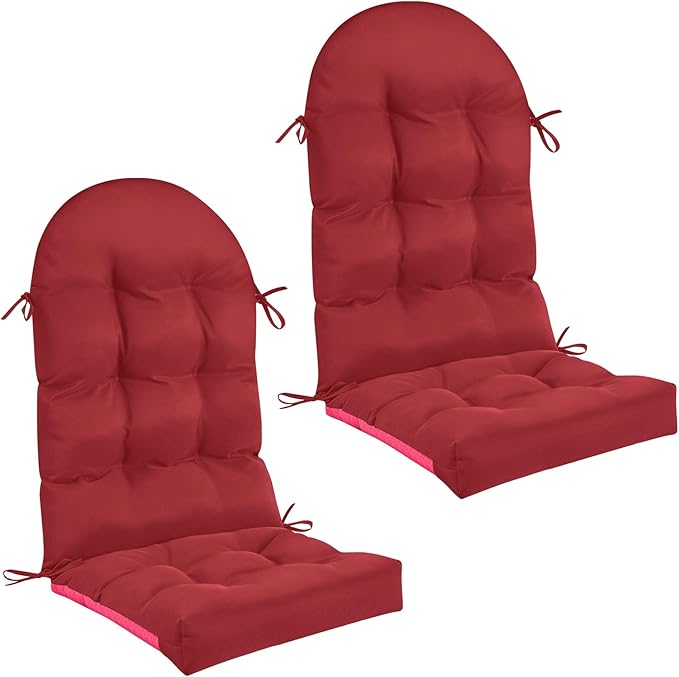 Geelin 2 Pcs Adirondack Chair Cushion High Back Patio Rocking Chair Cushion 44 x 19 x 4 Inch Tufted Weather Resistant Fade Resistant Seat for Patio Rocking Seat (Rubine)
