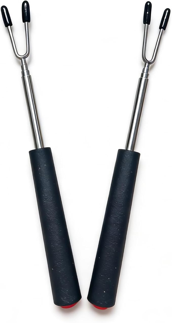 Telescoping Forks Smores Sticks for Fire Pit, 5 pcs S’mores Roasting Sticks for Camping, 6.3-11.4 Inch (2, 6.3-11.4 Inch)