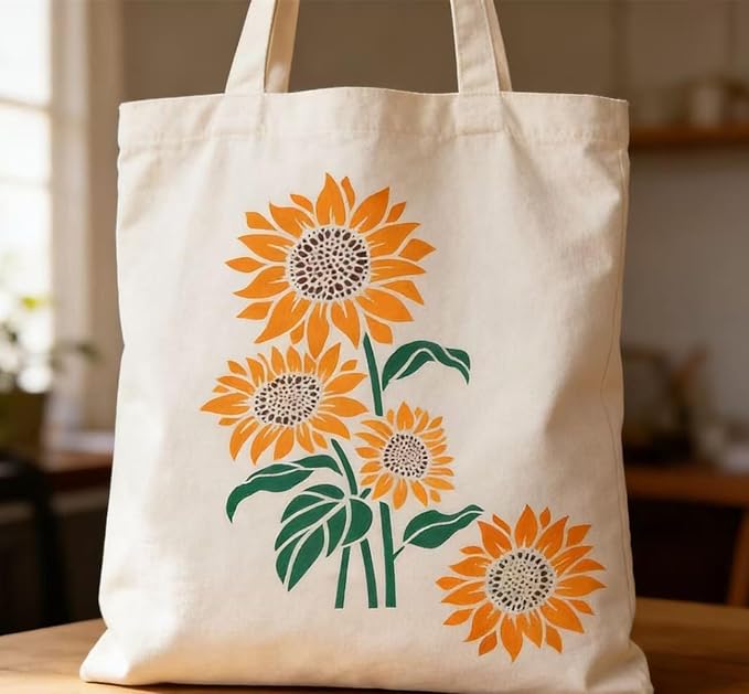 Garden Fence Large Flower Stencils - Reusable Floral Stencil DIY Decoration for Painting on Wood Walls Pattern, Jumbo Sunflower Yard Spray Paint Big Crafts Floor Stencils (A)