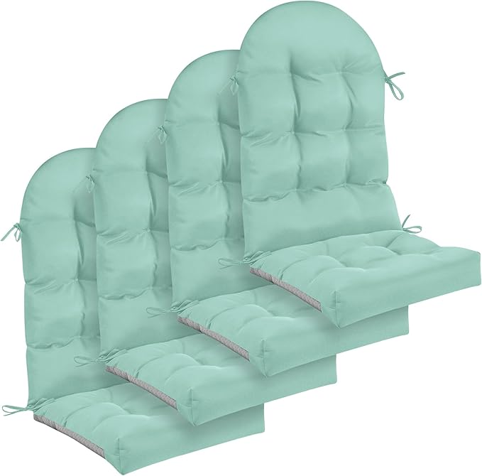 Geelin 4 Pcs Adirondack Chair Cushion High Back Patio Rocking Chair Cushion 44 x 19 x 4 Inch Tufted Weather Resistant Fade Resistant Seat for Patio Rocking Seat (Light Green)