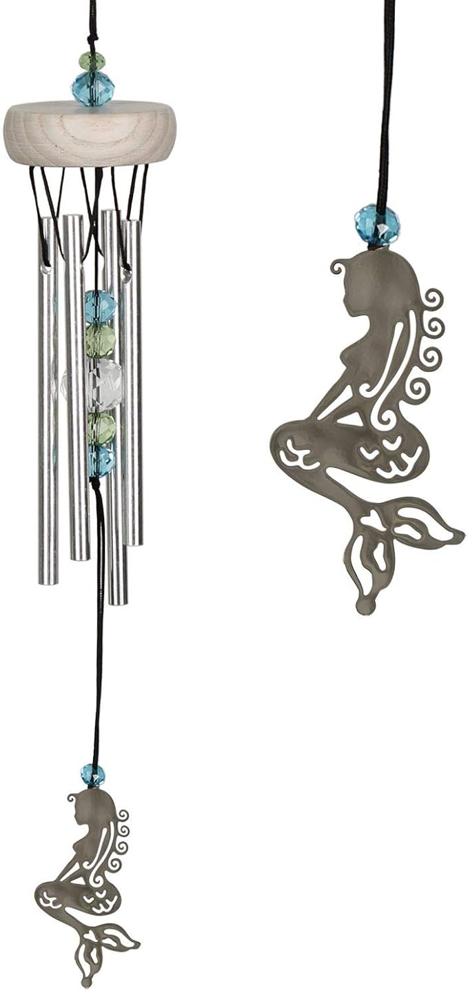 Woodstock Chimes Signature Collection, Woodstock Chime Fantasy, Mermaid 10'' Décor Designs - Small Chimes Wind Chimes for Outdoor, Patio, Home or Garden Décor (WCFM)