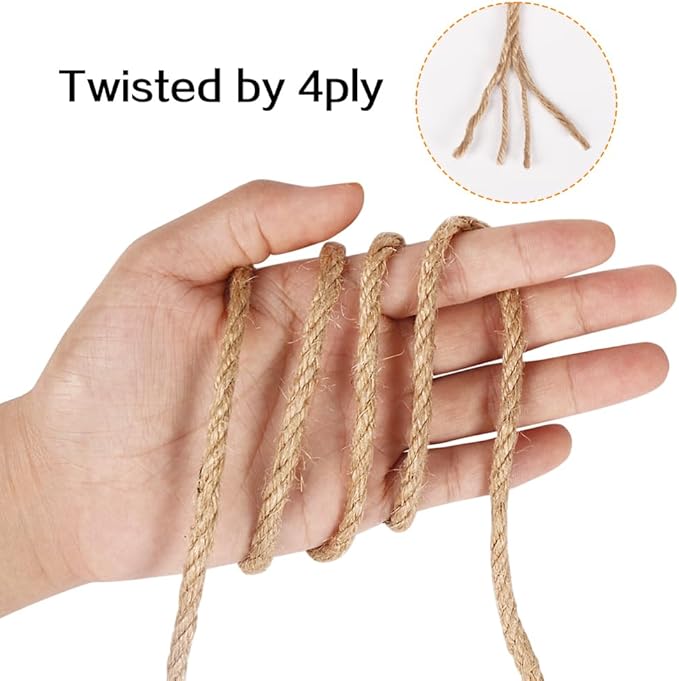 Vivifying 5mm Jute Rope, 98 Feet Strong Natural Jute Twine for Crafts, Cat Scratching Post, Garden Plants, Bundling and Hanging (Brown)