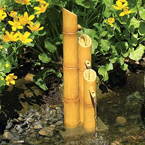 Aquascape Pouring Three-Tier Bamboo Fountain for Ponds and Water Gardens, Poly-Resin | 78307