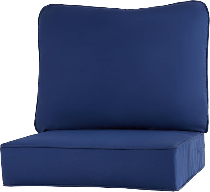 Outdoor Reversible 2-Piece Deep Seat Cushion Set, Blue