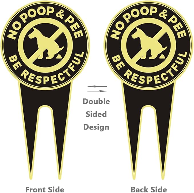 2 Pack No Dog Poop Signs for Yard - Double Sided Aluminum No Pooping Sign with Stake 11.8" x 5.9" - Be Respectful, No Dog Poop and Pee Stop Dogs from Pooping/Peeing On Your Lawn/Garden