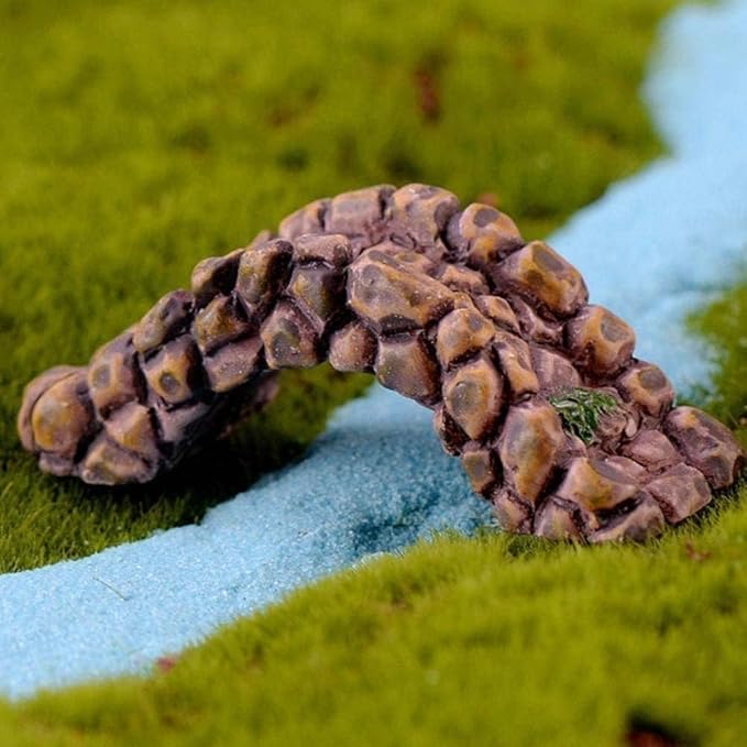 Miniature Resin Bridge, 6.6 x 2.5 cm, Dollhouse Decor, Garden Decoration Resin Craft Mini Bridge Outdoors Artificial Bridge Set Arch Plank Bridge Rockery Bonsai House Garden Decor