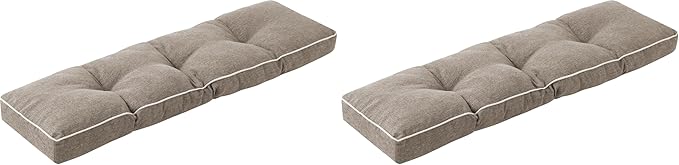 Bench Cushion, 42 x 16 Inch Patio Furniture Cushions with Durable Ties, Soft Memory Foam Bench Cushions for Indoor/Outdoor Furniture with Non-Slip Bottom, Kitchen&Dining, Khaki (Pack of 2)