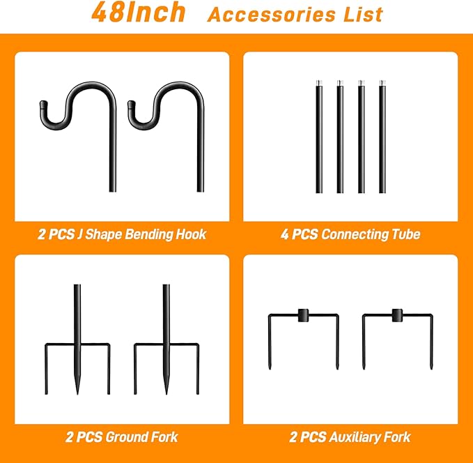 Shepherds Hook 48 Inches 2 Packs for Bird Feeder Pole Bird Feeder Hanger Heavy Duty Adjustable Shepherds Hooks for Outdoor with 5-Prong Base for Lanterns Planting Hanger Weddings (48")