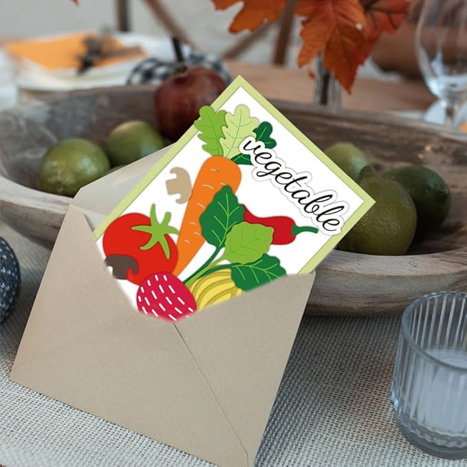 BENECREAT Vegetables Cutting Dies, Carrots Pumpkin Tomatoes Stencils 6x5 Decorative Embossing Stencils for Scrapbooking, Photo Album, Greeting Card Making, 0.8mm Thick