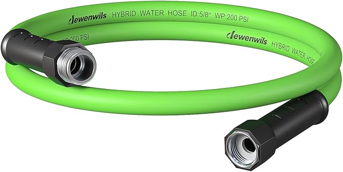 DEWENWILS Garden Hose 5 ft x 5/8", Water Hose with Swivel Handle, Heavy Duty, Lightweight, Flexible Hose for Plants, Car, Yard, 3/4 Inch Solid Fittings, Drinking Water Safe