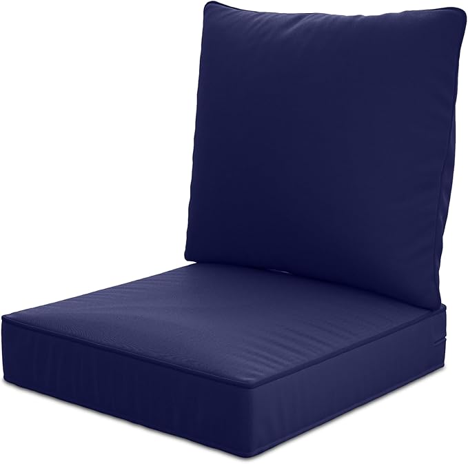 22" x 22" x 6" Outdoor Deep Seat Cushions - Waterproof & Fade Resistant Patio Furniture Replacement Cushions, Non-Slip Outdoor Cushions Fit Loveseats, Couches, Chairs, and Sofas