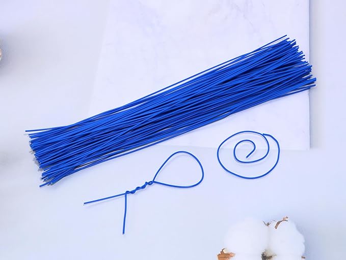 Tupalizy 8 Inch Reusable Cable Ties Wire Twist Ties Garden Twine for Plastic Bags Electronics Cords Organizing Gardening Vines Climbing Plants Halloween Christmas Holiday Decors Crafts, 200PCS, Blue