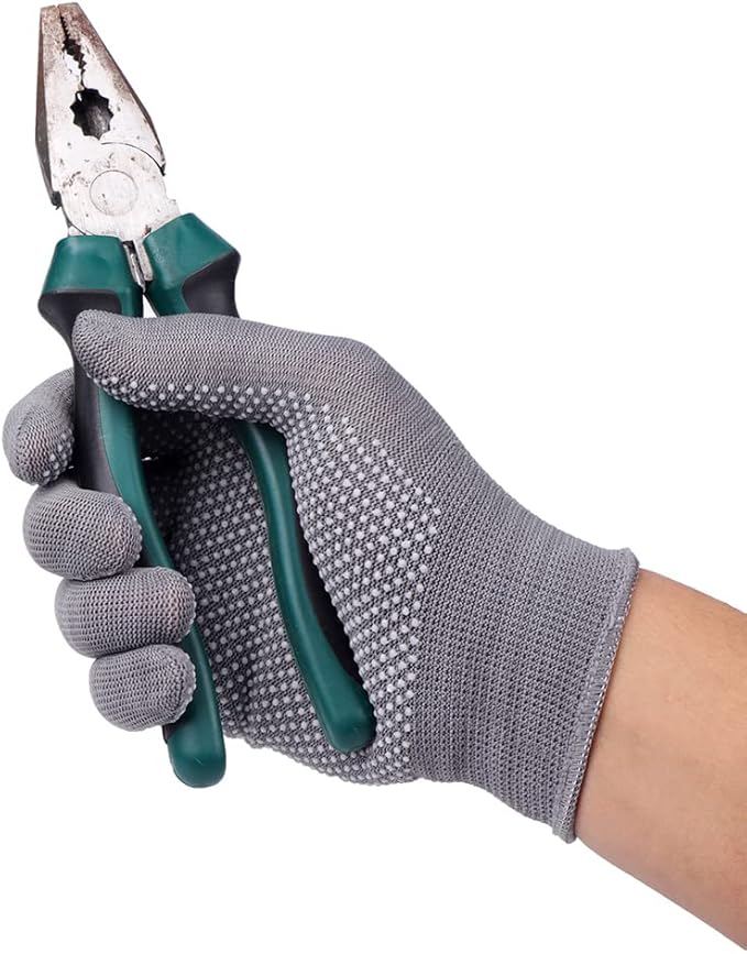 12Pairs Work Gloves Anti-slip Knitted Stretchy Cloth Glove Thin Moist Glove Liners