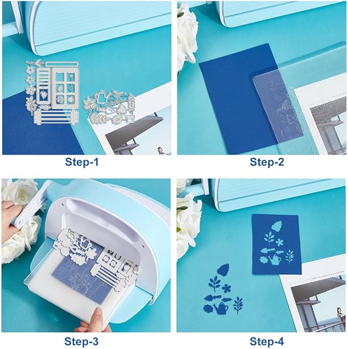BENECREAT 2pcs Windowsill Garden Cutting Dies, Window Flower Beds Plants Stencils Decorative Embossing Stencils for Scrapbooking, Photo Album, Greeting Card Making, 0.8mm Thick