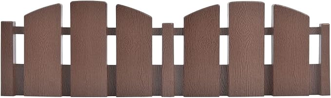 EasyFlex No-Dig Landscape Edging with Anchoring Spikes, 4.5 in. Tall Decorative Adirondack Wood-Look Fence Garden Border, 60 Foot Kit, Brown