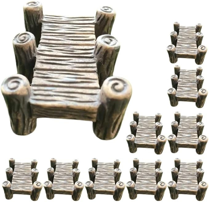 Miniature Bridge Model Decor 10Pcs Wooden Retro Garden Ornaments for Indoor Outdoor Micro Landscaping Fairy Yard Accessories
