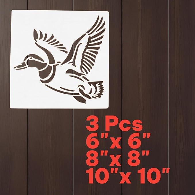 Hunting Duck Stencil – Reusable Waterfowl Art Stencil for Painting, Crafting, DIY Projects and Outdoor-Themed Artwork (3 Pcs Set)